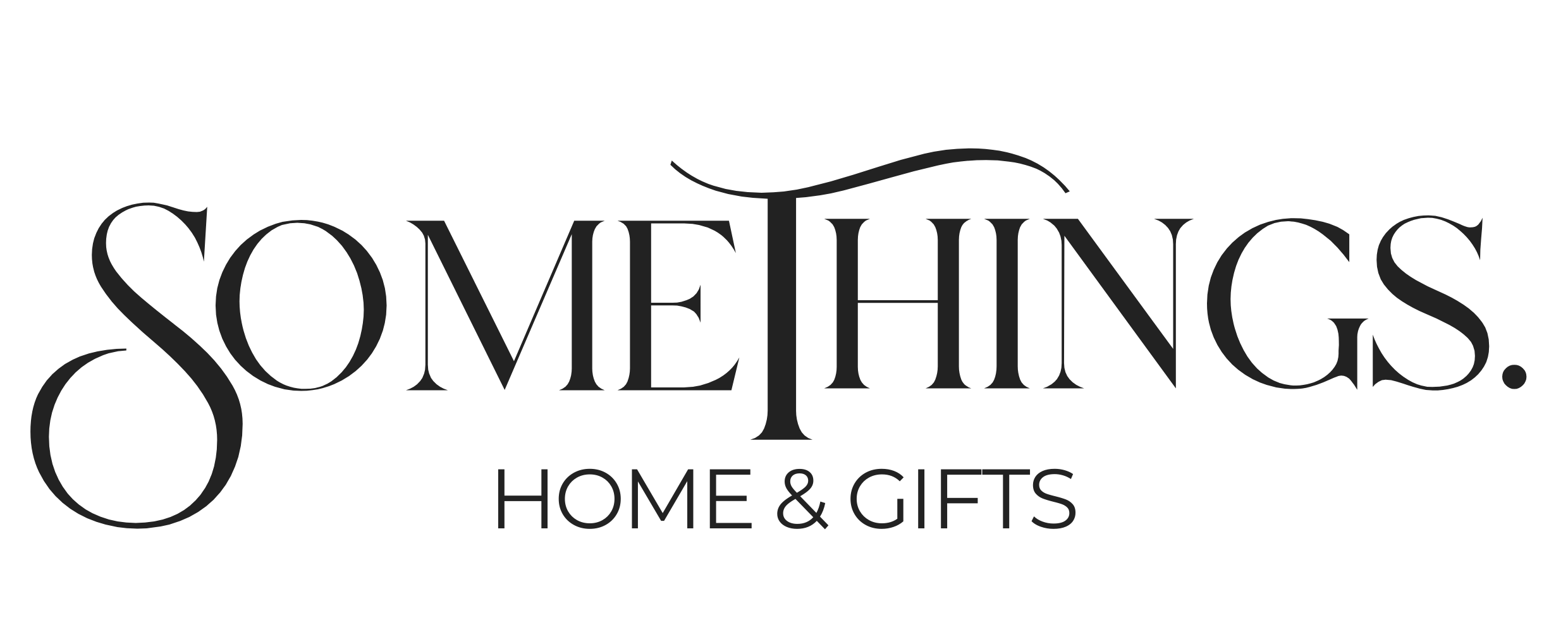 SomeThings. logo — minimalist black serif typography representing a curated home and gift store focused on artisanal beauty, thoughtful gifting, and elegant design.